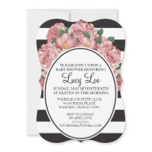 Floral & Stripe Bruids of Baby shower Uitnodigen
