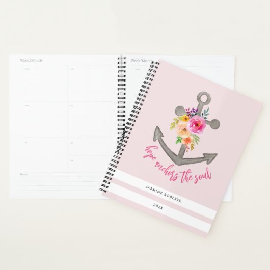 Floral Stripe Hope bevestigt de Soul Bible Verse Planner (Display)