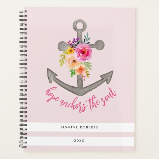 Floral Stripe Hope bevestigt de Soul Bible Verse Planner (Voorkant)