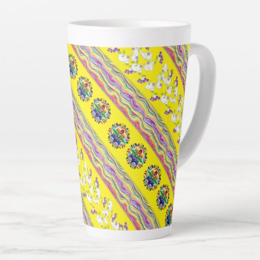 Floral Stripe Latte Mok (Rechterhoek)