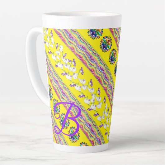 Floral Stripe Latte Mok (Linkerhoek)