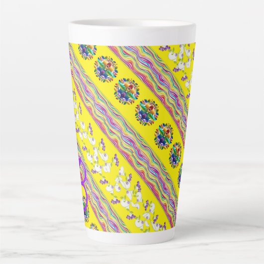 Floral Stripe Latte Mok (Voorkant)