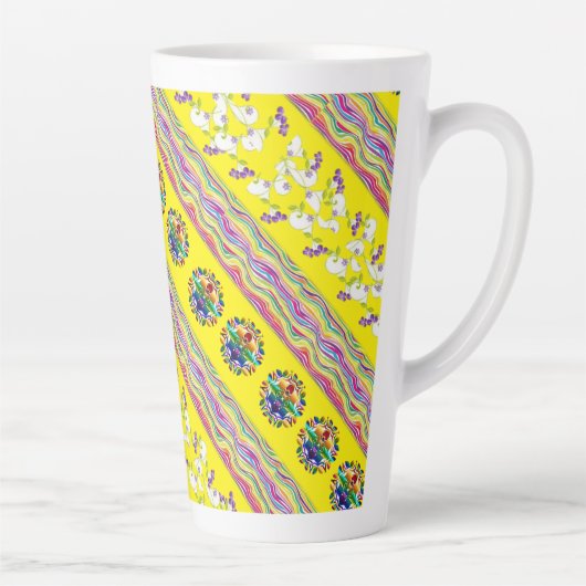 Floral Stripe Latte Mok (Rechts)