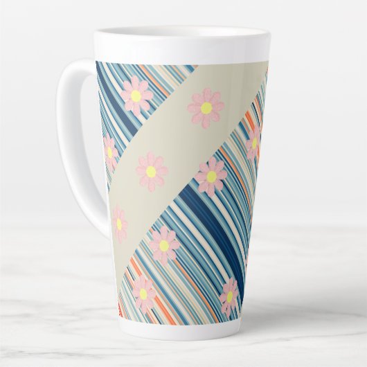 Floral Stripe Latte Mok (Linkerhoek)