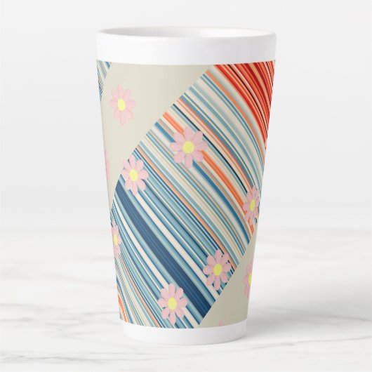 Floral Stripe Latte Mok (Voorkant)