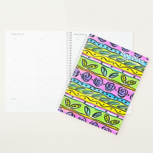 Floral Stripe Patroonplaat voor Waterverf Planner (Display)