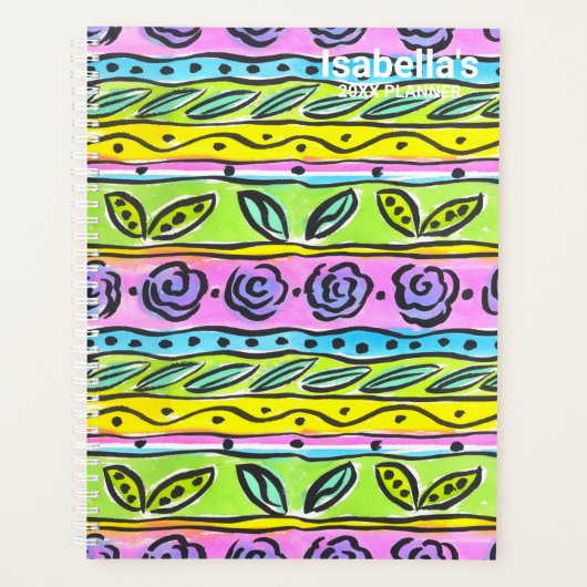 Floral Stripe Patroonplaat voor Waterverf Planner (Voorkant)