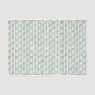  Floral Stripe Shabby Chic Decoupage Tissuepapier