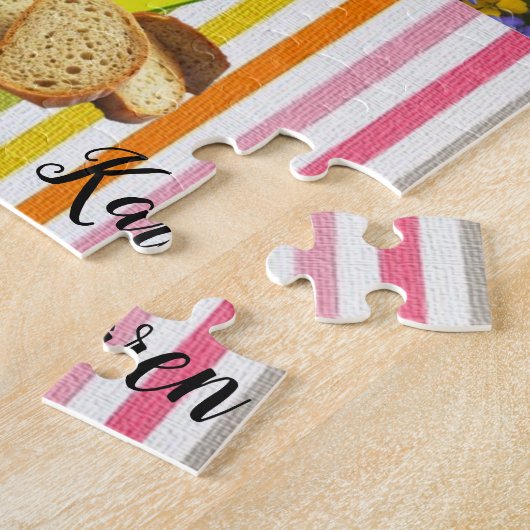 Floral Stripe Soup Jigzaag Puzzle Daisy Legpuzzel (Zijkant)