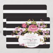 Floral Striped Bridal Shower Kaart (Voorkant / Achterkant)