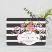 Floral Striped Bridal Shower Kaart (Staand voorkant)