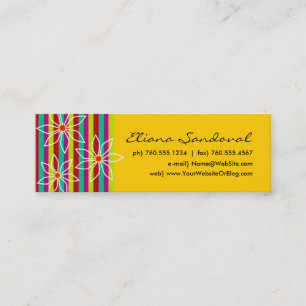 Floral Striped Calling Cards Contactkaartje