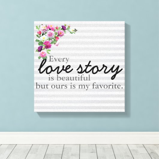 Floral Striped Love Story Canvas Print (Insitu (Houten vloer))