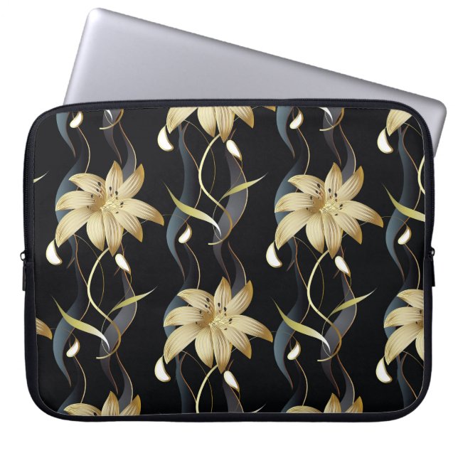 Floral Striped Luxury: 3D . Laptop Sleeve (Voorkant)