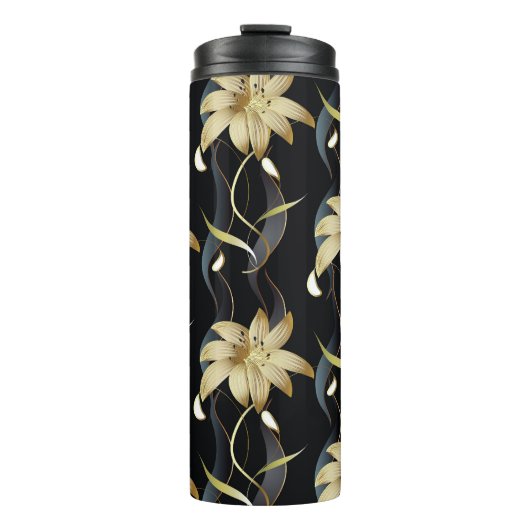Floral Striped Luxury: 3D . Thermosbeker (Voorkant)