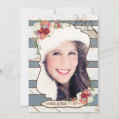 Floral Striped Memorial Celebration of Life Photo Kaart (Achterkant)