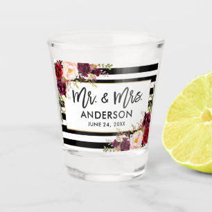 Floral Striped Mr en Mrs. Shot Glas