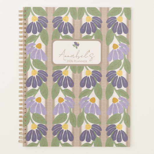 Floral Striped Personalized Planner (Voorkant)
