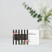  Floral Striped Salon Afspraakkaart Afsprakenkaartje (Staand voorkant)