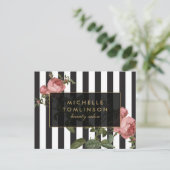  Floral Striped Salon Briefkaart (Staand voorkant)