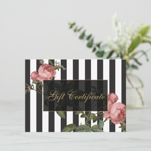 "Floral Striped Salon Gift Certificate" (Staand voorkant)