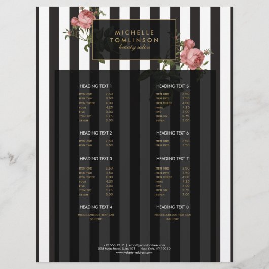  "Floral Striped Salon Large Flyer" Flyer (Voorkant)