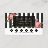  Floral Striped Salon Loyalty Kaart (Voorkant)