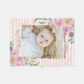 Floral Striped Stats Baby Blanket Fleece Deken (Voorkant (Horizontaal))