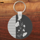 Floral Stripes B&W Sleutelhanger (Voorkant)