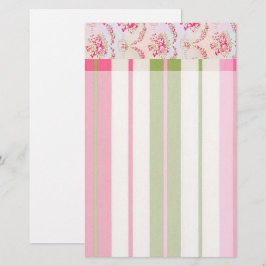 Floral Stripes briefpapier (Voorkant / Achterkant)
