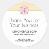 Floral Stripes Business Bedankt Ronde Sticker (Voorkant)