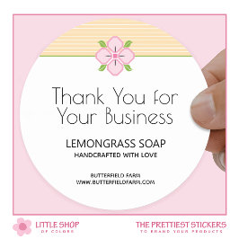 Floral Stripes Business Bedankt Ronde Sticker