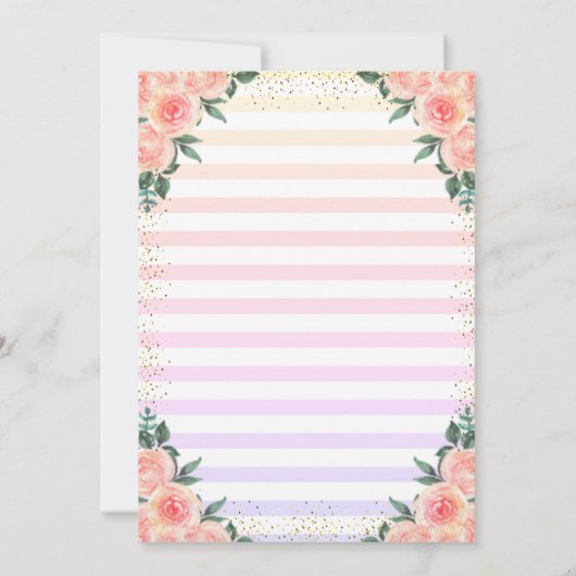 Floral Stripes Confetti Eerste Heilige Communie Kaart (Achterkant)