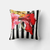 Floral Stripes - Flora Botanica | zwart-wit Kussen (Achterkant)