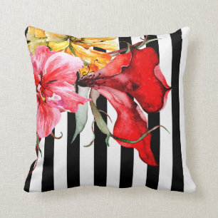 Floral Stripes - Flora Botanica   zwart-wit Kussen