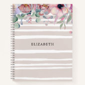Floral & Stripes Gepersonaliseerd Notitieboek (Voorkant)