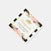 Floral Stripes Glam Congrats Afstudeerder Gradupar Servet (Hoek)