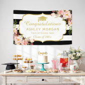 Floral Stripes Glam Congrats Afstudeerder Gradupar Spandoek