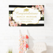 Floral Stripes Glam Congrats Afstudeerder Gradupar Spandoek (Insitu)