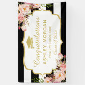 Floral Stripes Glam Congrats Afstudeerder Gradupar Spandoek (Verticaal)