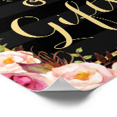 Floral Stripes Gold | Kaarten en weddenschappen Poster (Hoek)