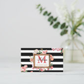  Floral Stripes Makeup kunstenaar Beauty Salon Visitekaartje (Staand voorkant)
