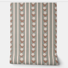 Floral Stripes Mint Groen Behang