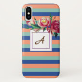 Floral Stripes Monogram iPhone Case (Achterkant)