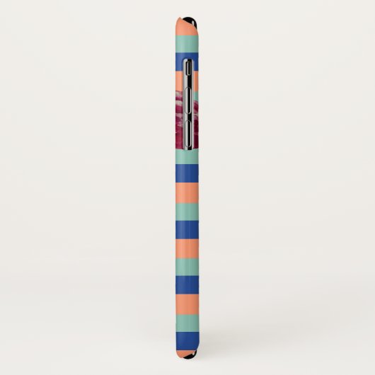 Floral Stripes Monogram iPhone Case (Achterkant/links)