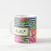 Floral Stripes Ontwerp Met Mama Boodschap En Bloem Koffiemok (Voorkant links)