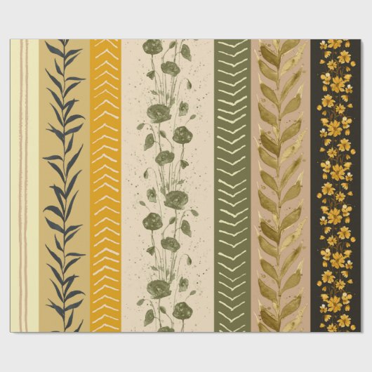 Floral Stripes Paper Cadeaupapier (Vlak)