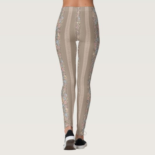 Floral Stripes Pattern – Elegant Repeating Leggings (Achterkant)