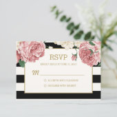 Floral Stripes RSVP/Wedding Response Cards RSVP Kaartje (Staand voorkant)