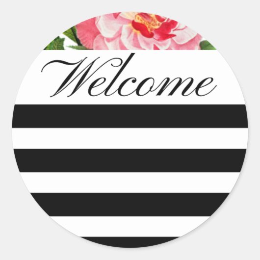 Floral & Stripes Stickers | Gastvrouw welkomstgesc (Voorkant)